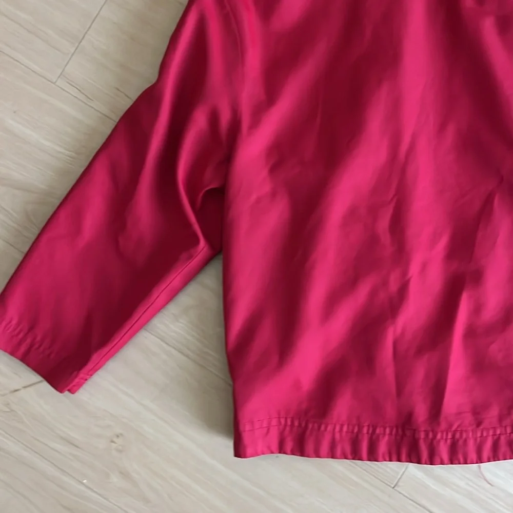 BOYS LINED RED HOODED JACKET WINDBREAKER RAISED COLLAR SZ S (4-5)